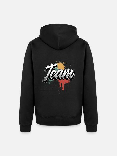 team - Unisex Premium Organic Zip Hoodie - black