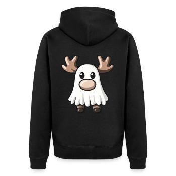 Elch Halloween Comic Geist - Unisex Premium Bio Zip Hoodie - Schwarz - Hinten - Nico (187cm)