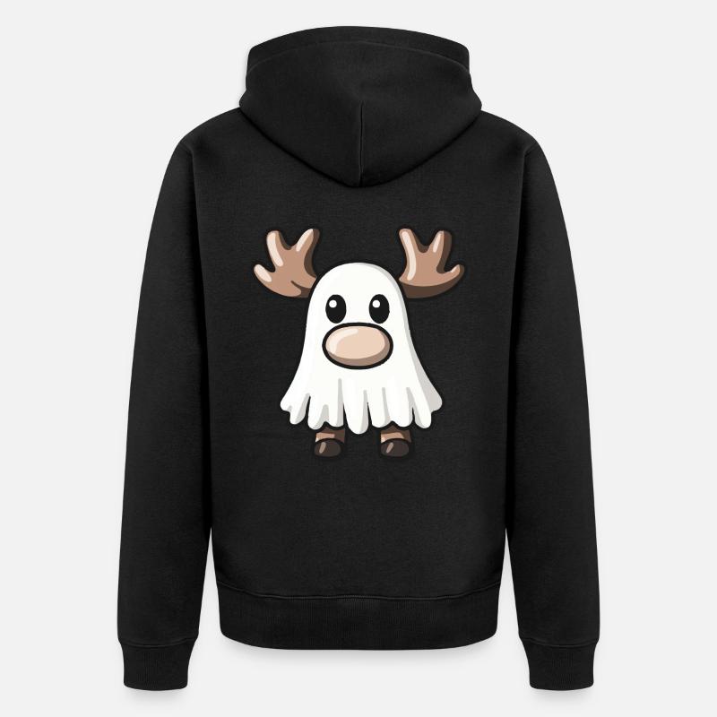 Elch Halloween Comic Geist - Unisex Premium Bio Zip Hoodie - Schwarz