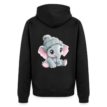 Elephant Cute Cute Baby Kids Animal Cartoon - Unisex Premium Organic Zip Hoodie - black - Back - Nico (187cm)