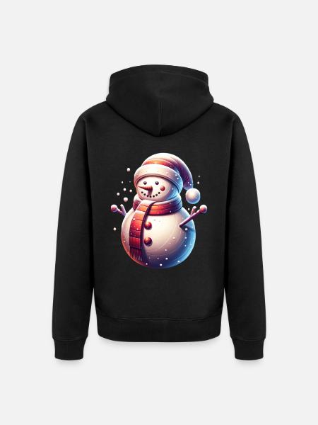 Snowman Snowfall Christmas - Unisex Premium Organic Zip Hoodie - black