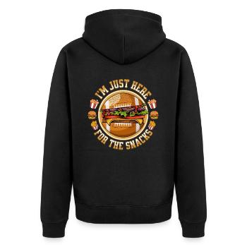 American Football Im Just Here For The Snacks - Unisex Premium Bio Zip Hoodie - Schwarz - Hinten - Nico (187cm)