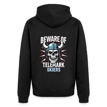 Skull Telemark Ski Heel Free Free Heel Touring Ski - Unisex Premium Organic Zip Hoodie - black - Back - Nico (187cm)