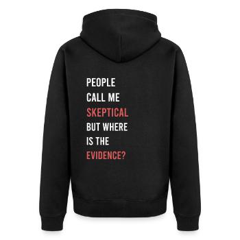 Les gens me traitent de sceptique, de philosophie, d’humour - Veste à capuche bio Premium Unisexe - noir - Dos - Nico (187cm)