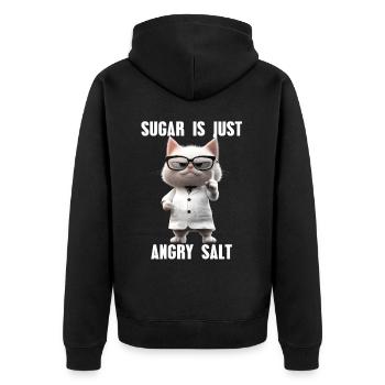 Suagar Is Just Angry Salt Katze Meme Wissenschaft - Unisex Premium Bio Zip Hoodie - Schwarz - Hinten - Nico (187cm)