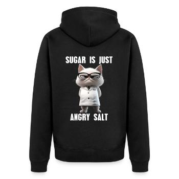 Suagar Is Just Angry Salt Meme Wissenschaft Katze - Unisex Premium Bio Zip Hoodie - Schwarz - Hinten - Nico (187cm)