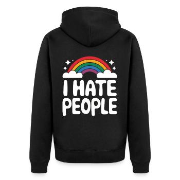 Lustig Sarkasmus sarkastischer Humor Ironie - Unisex Premium Bio Zip Hoodie - Schwarz - Hinten - Nico (187cm)