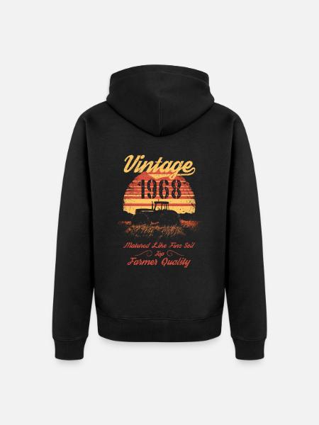 Vintage 1968 Farmer Compleanno Trattore Regalo - Felpa con cappuccio ecologica premium unisex - nero