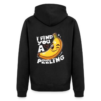 I FIND YOU A PEELING - Unisex Premium Organic Zip Hoodie - black - Back - Nico (187cm)