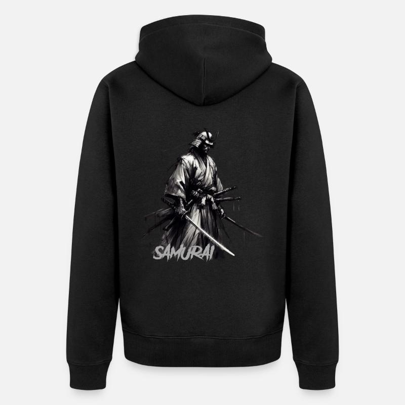 Samurai - Unisex Premium Bio Zip Hoodie - Schwarz