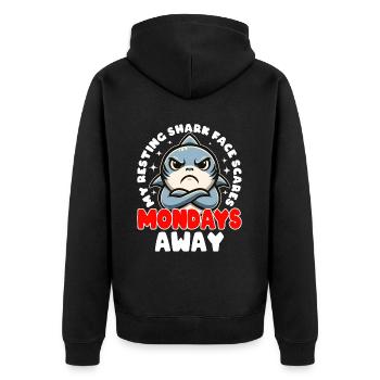 MON VISAGE DE REQUIN AU REPOS FAIT PEUR LES LUNDIS - Veste à capuche bio Premium Unisexe - noir - Dos - Nico (187cm)