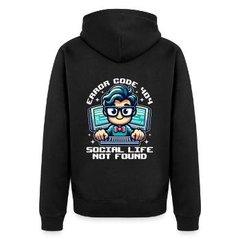 ERROR CODE 404 SOCIAL LIFE NOT FOUND - Unisex Premium Organic Zip Hoodie - black - Back - Nico (187cm)