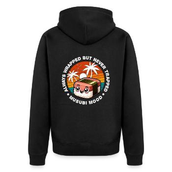 ALWAYS WRAPPED BUT NEVER TRAPPED MUSUBI MOOD - Unisex Premium Organic Zip Hoodie - black - Back - Nico (187cm)