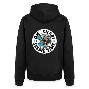 OH... SCHNAPPEN! SELFIE-ZEIT - Unisex Premium Bio Zip Hoodie - Schwarz - Hinten - Nico (187cm)