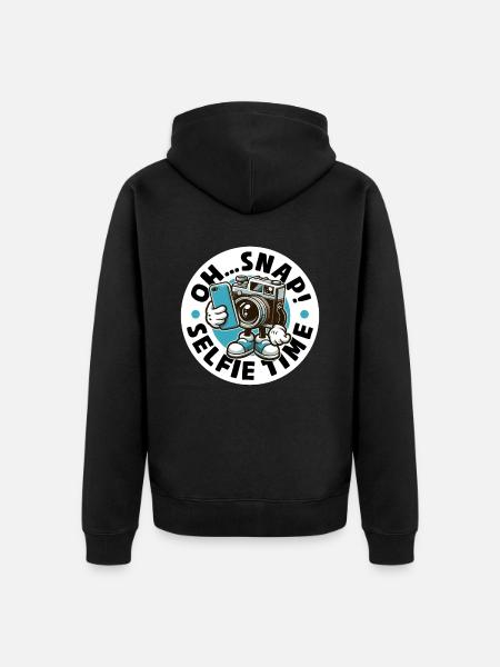 OH... SCHNAPPEN! SELFIE-ZEIT - Unisex Premium Bio Zip Hoodie - Schwarz