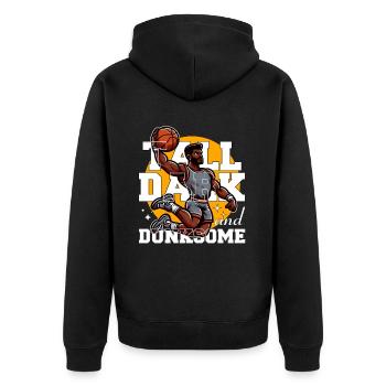 TALL DARK AND DUNKSOME - Unisex Premium Organic Zip Hoodie - black - Back - Nico (187cm)