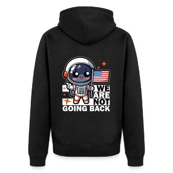 WIR GEHEN NICHT ZURÜCK - ASTRONAUT - Unisex Premium Bio Zip Hoodie - Schwarz - Hinten - Nico (187cm)