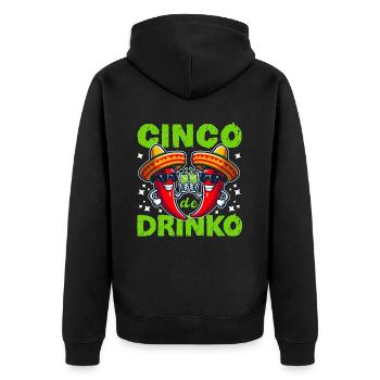CINCO DE DRINKO - Unisex Premium Bio Zip Hoodie - Schwarz - Hinten - Nico (187cm)
