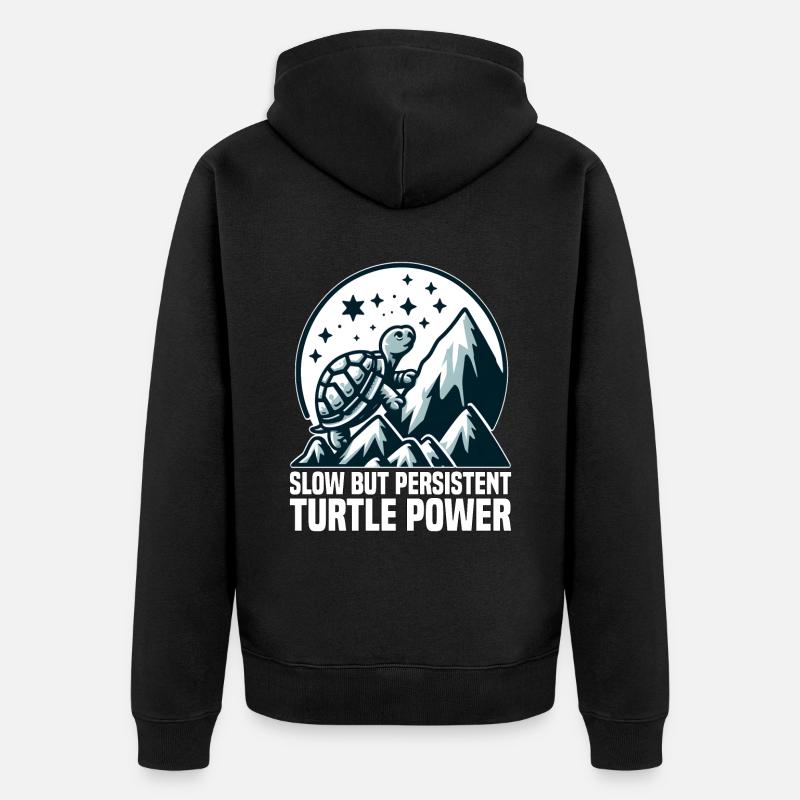 LANGSAME, ABER AUSDAUERNDE TURTLE-POWER - Unisex Premium Bio Zip Hoodie - Schwarz