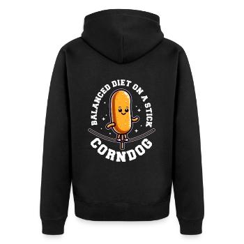 BALANCED DIET ON A STICK - CORNDOG - Unisex Premium Organic Zip Hoodie - black - Back - Nico (187cm)