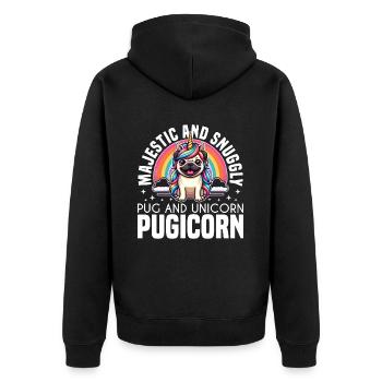 MAJESTUEUX ET CÂLIN - CARLIN ET LICORNE - PUGICORN - Veste à capuche bio Premium Unisexe - noir - Dos - Nico (187cm)