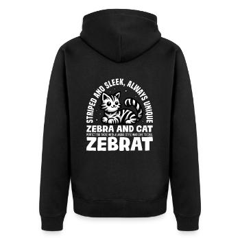 RAYÉ ET ÉLÉGANT TOUJOURS UNIQUE - ZÈBRE ET CHAT - Veste à capuche bio Premium Unisexe - noir - Dos - Nico (187cm)