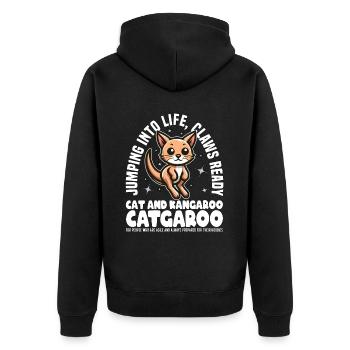 SAUTER DANS LA VIE, GRIFFES PRÊTES - CHAT ET KANGOUROU - Veste à capuche bio Premium Unisexe - noir - Dos - Nico (187cm)