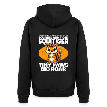 PETITES PATTES GRAND RUGISSEMENT - ÉCUREUIL ET TIGRE - SQUITIGE - Veste à capuche bio Premium Unisexe - noir - Dos - Nico (187cm)