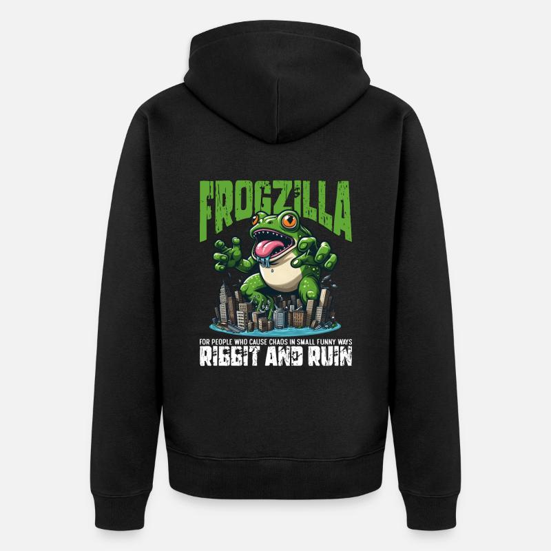 RIBBIT ET RUINE - FROGZILLA - Veste à capuche bio Premium Unisexe - noir