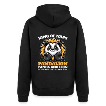 KING OF NAPS - PANDALION - Unisex Premium Organic Zip Hoodie - black - Back - Nico (187cm)