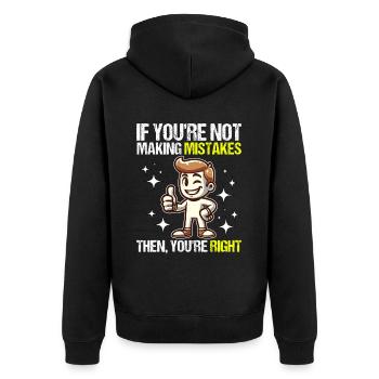 WENN DU KEINE FEHLER MACHST, DANN HAST DU RECHT - Unisex Premium Bio Zip Hoodie - Schwarz - Hinten - Nico (187cm)