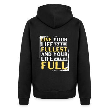VIVEZ PLEINEMENT VOTRE VIE ET VOTRE VIE SERA PLEINE - Veste à capuche bio Premium Unisexe - noir - Dos - Nico (187cm)