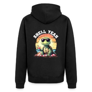 SHELL YEAH! - Unisex Premium Organic Zip Hoodie - black - Back - Nico (187cm)