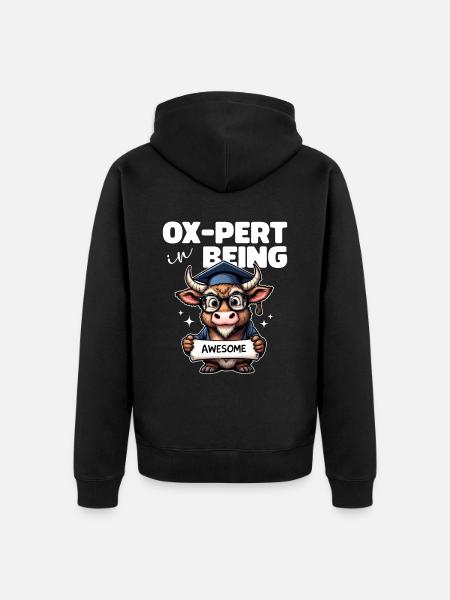 OX PERT IN BEING AWESOME - Unisex Premium Organic Zip Hoodie - black