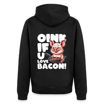 OINK, WENN SIE SPECK LIEBEN - Unisex Premium Bio Zip Hoodie - Schwarz - Hinten - Nico (187cm)