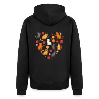 Chats, Coeur, Amour, Chaton, Animal, Mignon, Mignon - Veste à capuche bio Premium Unisexe - noir - Dos - Nico (187cm)