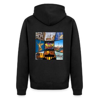 Berlin Skyline City Germany Collage Graffiti - Unisex Premium Organic Zip Hoodie - black - Back - Nico (187cm)