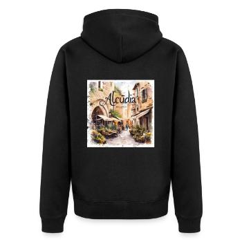 Alcudia Mallorca - Veste à capuche bio Premium Unisexe - noir - Dos - Nico (187cm)