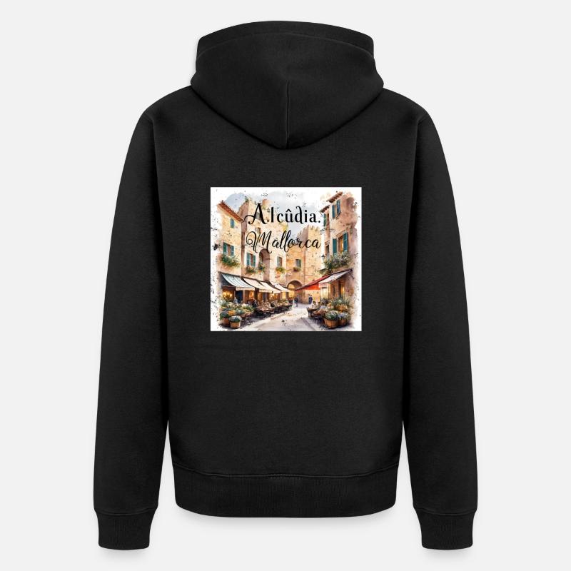 Alcudia Mallorca - Unisex Premium Bio Zip Hoodie - Schwarz
