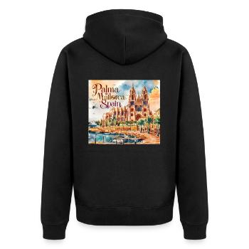 Palma de Mallorca - Unisex Premium Bio Zip Hoodie - Schwarz - Hinten - Nico (187cm)