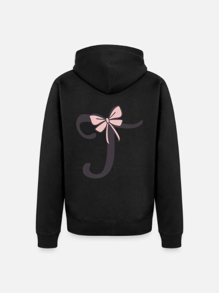 Anfangsbuchstabe T Schleifchen - Unisex Premium Bio Zip Hoodie - Schwarz