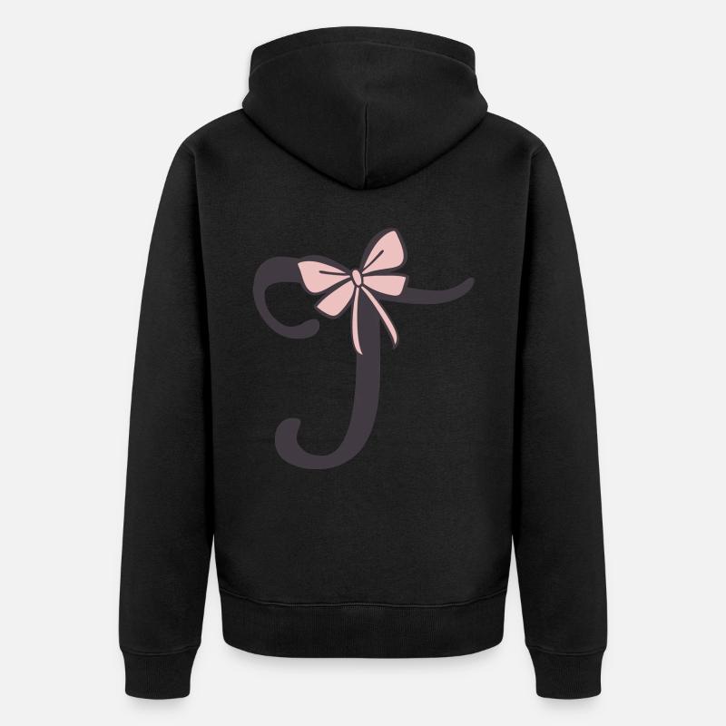 Anfangsbuchstabe T Schleifchen - Unisex Premium Bio Zip Hoodie - Schwarz