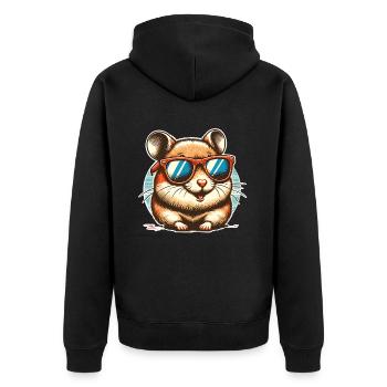 Hamster - Unisex Premium Organic Zip Hoodie - black - Back - Nico (187cm)