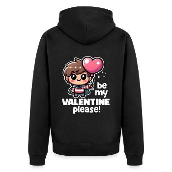 WOULD YOU BE MY VALENTINE PLEASE - HAPPY VALENTINE - Unisex Premium Organic Zip Hoodie - black - Back - Nico (187cm)