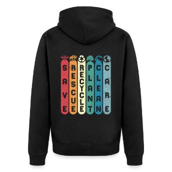 Nature Environment Recycling Earth Day Environmentalists - Unisex Premium Organic Zip Hoodie - black - Back - Nico (187cm)