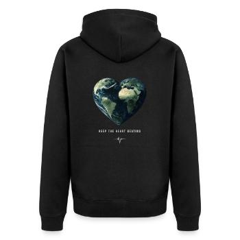 Keep the Heart Beating Earth Day Heart Environment - Unisex Premium Organic Zip Hoodie - black - Back - Nico (187cm)