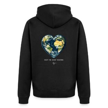 Keep the Heart Beating Environment Earth Earth Day - Unisex Premium Organic Zip Hoodie - black - Back - Nico (187cm)