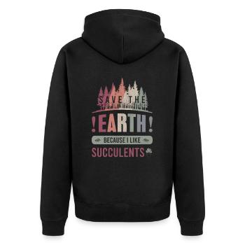 Save the Earth Umwelt Sukkulenten Earth Day - Unisex Premium Bio Zip Hoodie - Schwarz - Hinten - Nico (187cm)