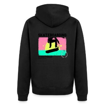 Skateboarding Skate Skater Skateboard Sk8 Vintage - Unisex Premium Organic Zip Hoodie - black - Back - Nico (187cm)