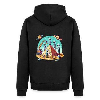 Les extraterrestres construisent une pyramide - Veste à capuche bio Premium Unisexe - noir - Dos - Nico (187cm)